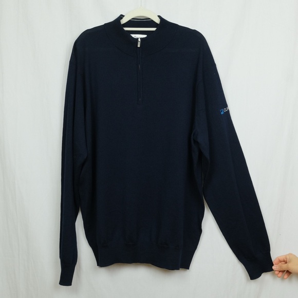 Peter millar merino wool navy sweater. Quarter zip. Size XL